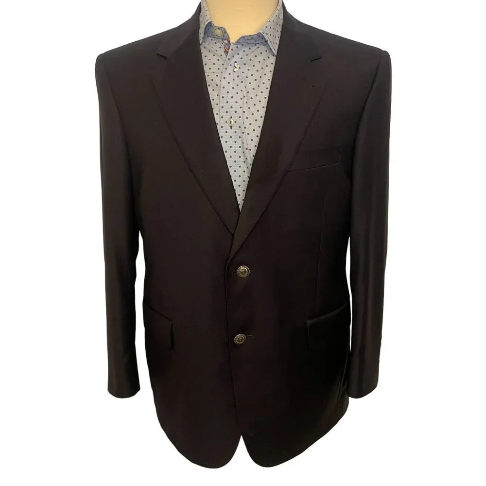 Jos A Bank Gordon Wool Sportcoat Men 42S Blue Metal Buttons Classic Mexico